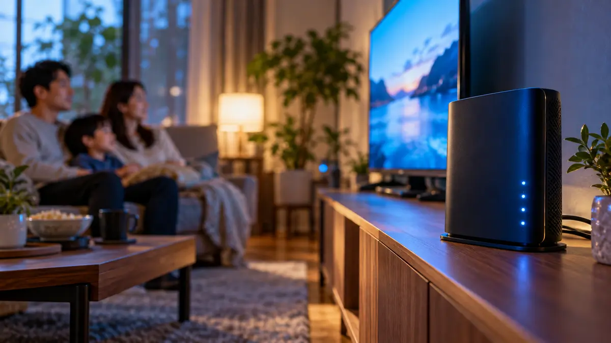 動画再生時にテレビとWi-Fiルーターの通信状態を確認するイメージ