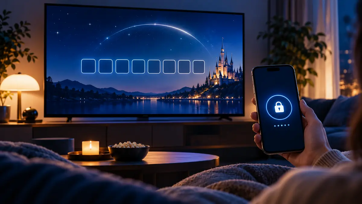 テレビに8桁コードが表示されスマートフォンで連携するイメージ