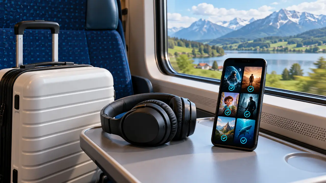 旅行前にスマートフォンに動画を保存してオフラインで楽しむイメージ