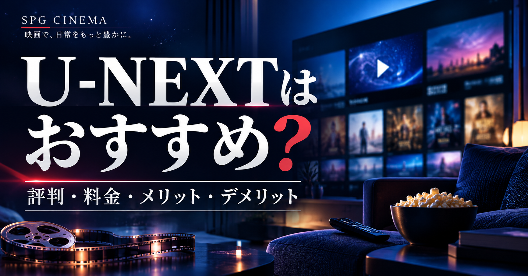 U-NEXTの評判や料金、メリット・デメリットを検証するSPGシネマのアイキャッチ画像
