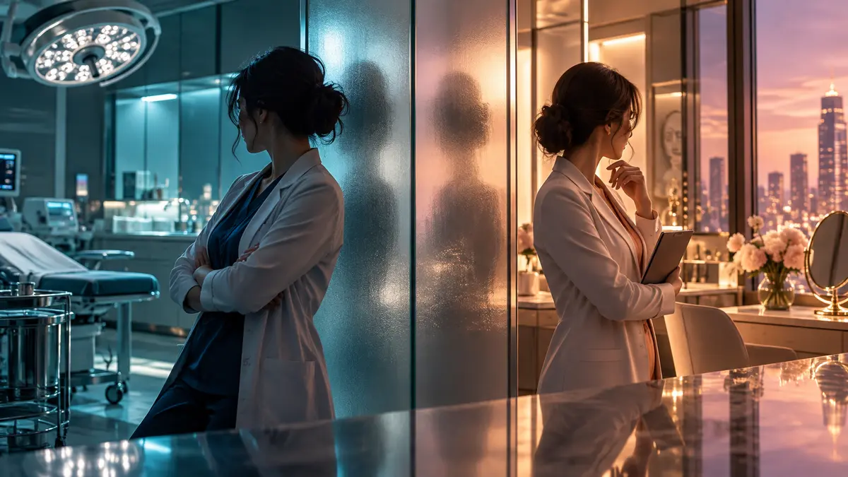 美容医療に対する異なる信念を持つ二人の女性医師を表現したSPGシネマのAIイメージ